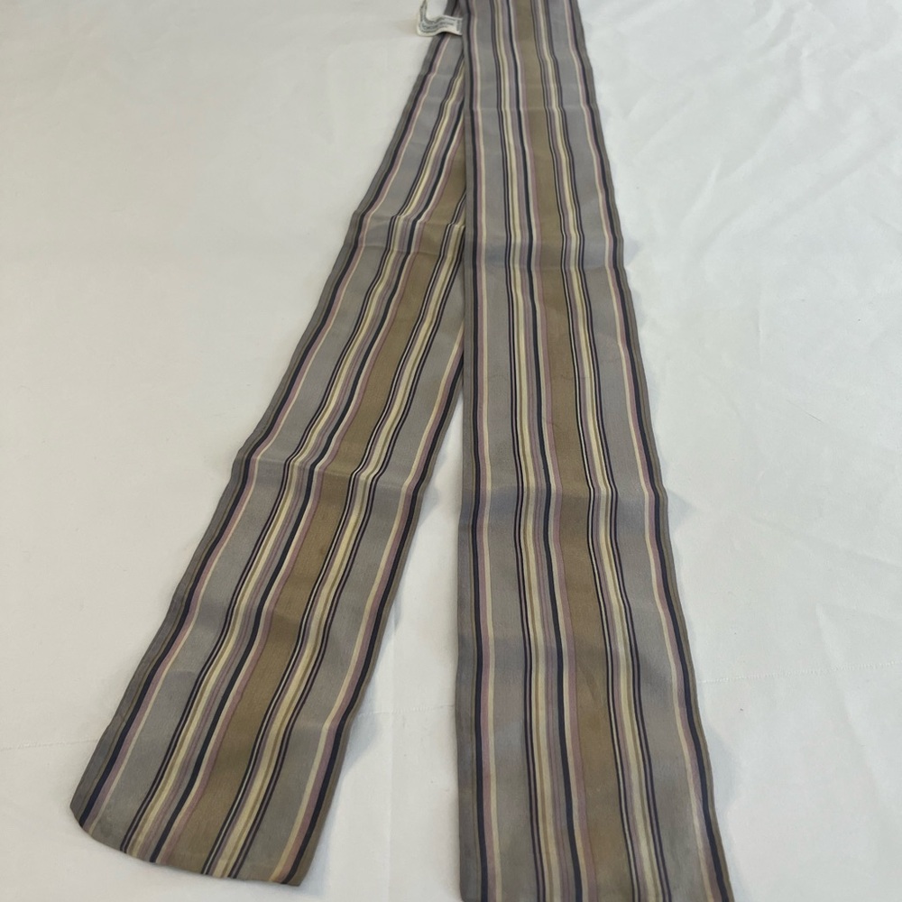 4 for $20 Liz Claiborne Vintage Silk Striped Men's Bow Tie - Brown and Gray
